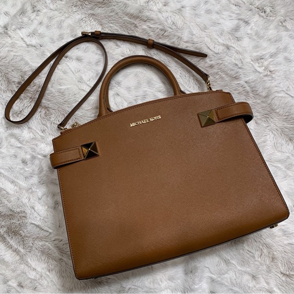 Michael Kors Handbags - Michael Kors Karla Medium EW Saffiano Leather Satchel Bag Purse, 10x12.8x4.5”